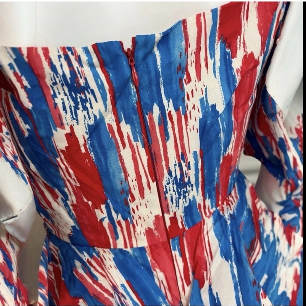 PEACH LOVE CALIFORNIA patriotic hues puff sleeve layered dress S M L - Picture 5 of 7